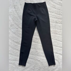 H&M Black High Waist Ribbed Pants with Zipper Detail at Ankles